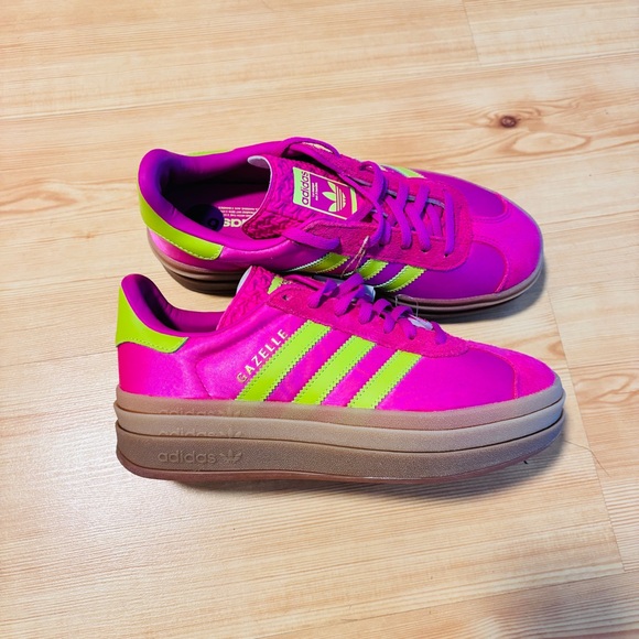 Adidas Gazelle Bold Womens Size 6.5 Shoes Sneakers Slime Fuchsia Pink Green NEW - Picture 9 of 10
